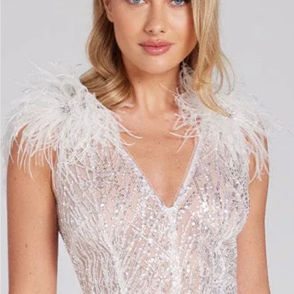 NADINE MERABI White Feathered Jumpsuit - Picture 5 of 9